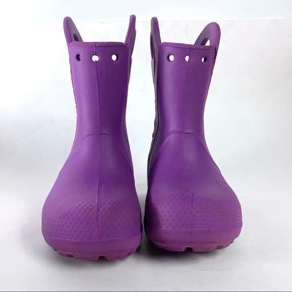 Crocs Handle It Floral Rubber Rain Boots Purple - Picture 5 of 9